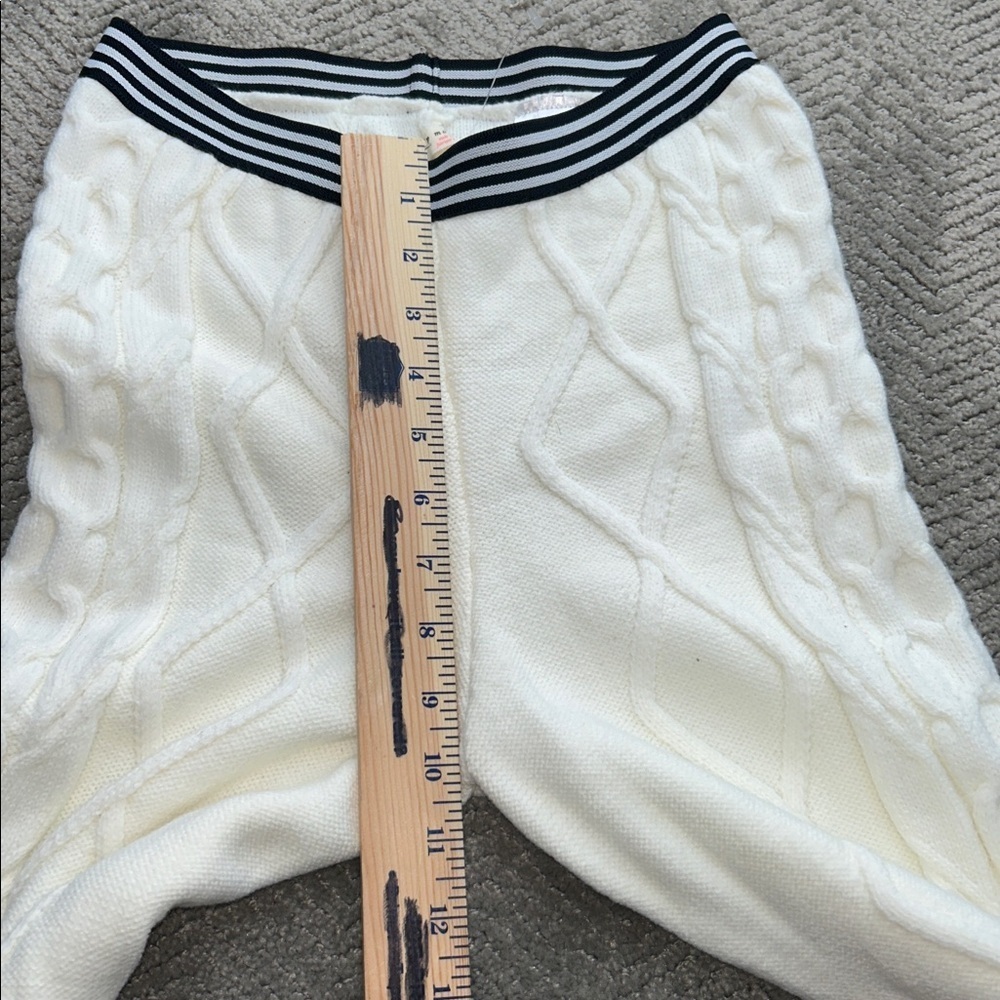 FreePeople Snowfall pants Size XS Cream Knit Flared Pants with Striped Waistband - Picture 11 of 14